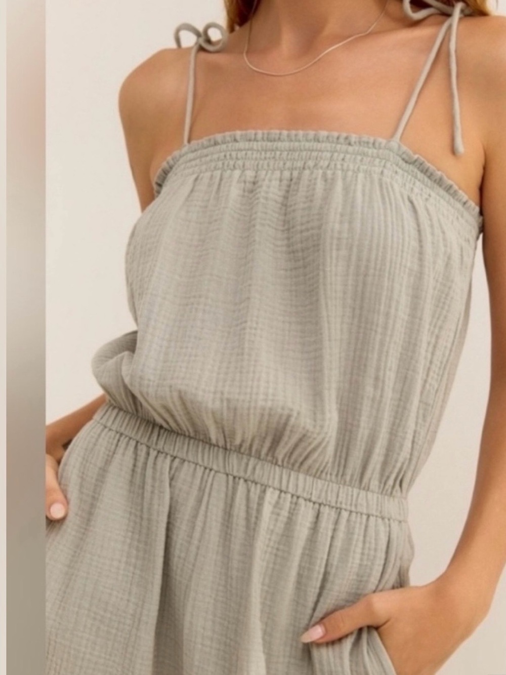 Z Supply Light Sage Gauzy 💯 Cotton Jumpsuit